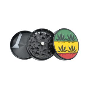 D&K RASTA STRIPED LEAF ON TOP EMBOSSED DESIGN GRINDER 3PART 50MM -BOX OF 12 (DK5212A-3)