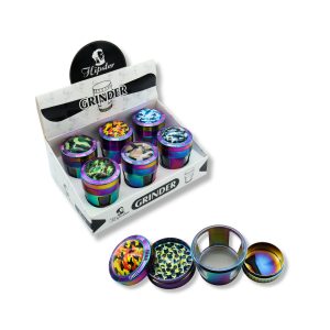 HIPSTER CAMOUFLAGE DESIGN ON TOP WITH SIDE WINDOW METAL GRINDER 4 PART 50MM - BOX OF 6 - 691835643359