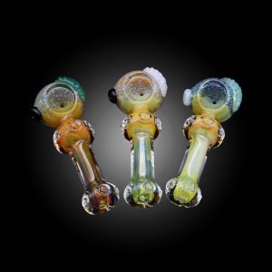 4.5'' YELLOW FUME BALL BELLY LEAF ATTACHED MIX COLOR HAND PIPE 8CT JAR