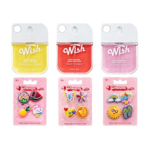WISH LIQUID HAND SANITIZER SPRAY 1.2OZ 35ML MIXED FLAVOR PCS (WITH 4 CHARMS)