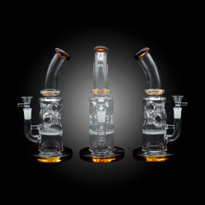 10'' RIPPLED HONEY COMB NECK BENT WATER PIPE CHAMPAGNE