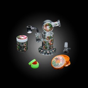 TRENDY FUN WATER PIPE 6PCS SET BOX (6'' WATER PIPE-GRINDER-GLASS JAR-SILICONE WAX JAR-14MM MALE BOWL-BANGER)