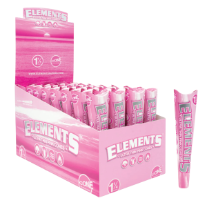 ELEMENTS PINK CONES 1.25 ULTRA THIN 6CT PACK 32 PACK BER BOX