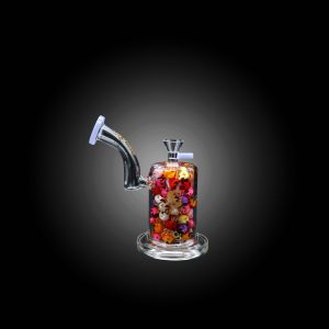 HIPSTER GLASS 6.5'' COLORFUL VIBRANT SKULL ENCASED DESIGN WATERPIPE SLIME BLUE - 100000954401