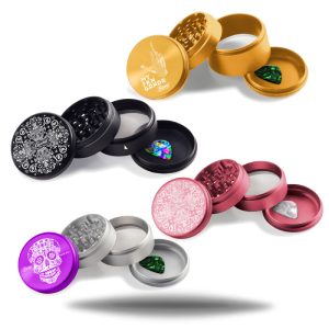BEAMER AIRCRAFT ALUMINUM GRINDER WITH GUITAR PICK 4 PART 63MM MIXED DESIGN - 810099580693
