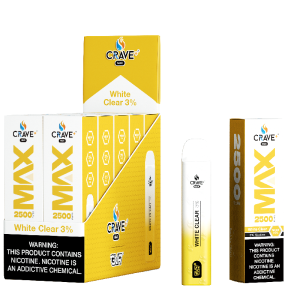 CRAVE PLUS MAX DISPOSABLE 2500PF WHITE CLEAR 3% NIC -BOX OF 10 - 2763278361744
