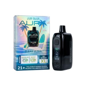 AIR BAR AURA DISPOSABLE 25000PF CLEAR ULTRA 5% -BOX OF 5 (15000PF BOOST MODE - XL HD SCREEN)