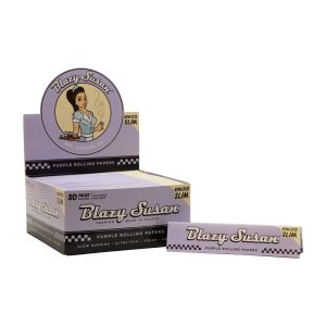 BLAZY SUSAN PURPLE ROLLING PAPER KING SIZE SLIM 50 LEAVES PER PACK -50 PACKS PER BOX - 810134921993