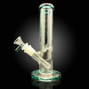 8'' INDIGO STRIGHT TUBE WITH COLORED MOUTH PIECE -TEAL