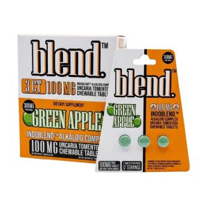 BLEND BOTANICAL INDOBLEND ALKALOID COMPLEX CHEW TAB (100MG PER TAB - 3CT PACK ) GREEN APPLE -BOX OF 5 PACK - 850086026902