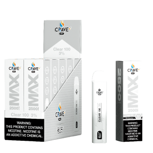 CRAVE PLUS MAX DISPOSABLE 2500PF CLEAR 100 3% NIC -BOX OF 10 - 2763278361829