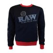 RAW BLACK CREWNECK SWEATSHIRT WITH KANGAROO POCKET